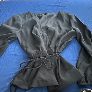 Elegant Black Wrap Blouse